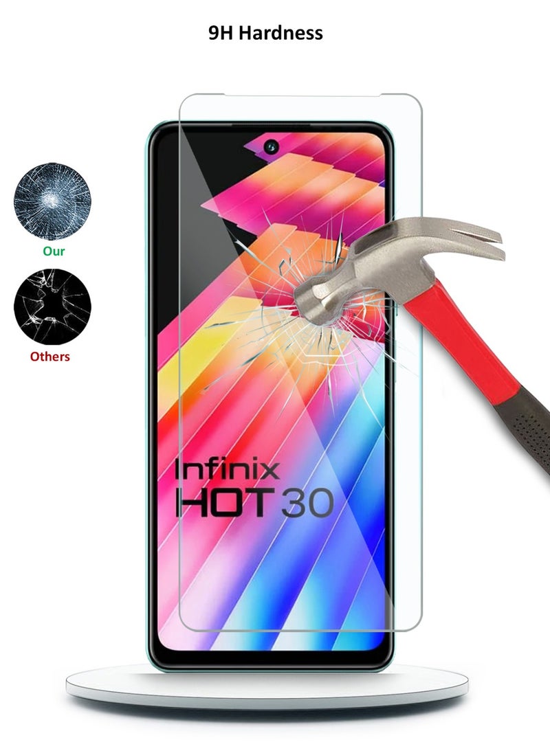 HD Tempered Glass Screen Protector for Infinix Hot 30 - Anti Reflection Anti Bubbles 9H Hardness 0.33 mm Rounded Edges Easy Installation