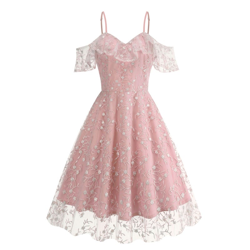 Women's Embroidered Spaghetti Strap Dress Summer 2025 - Image 1