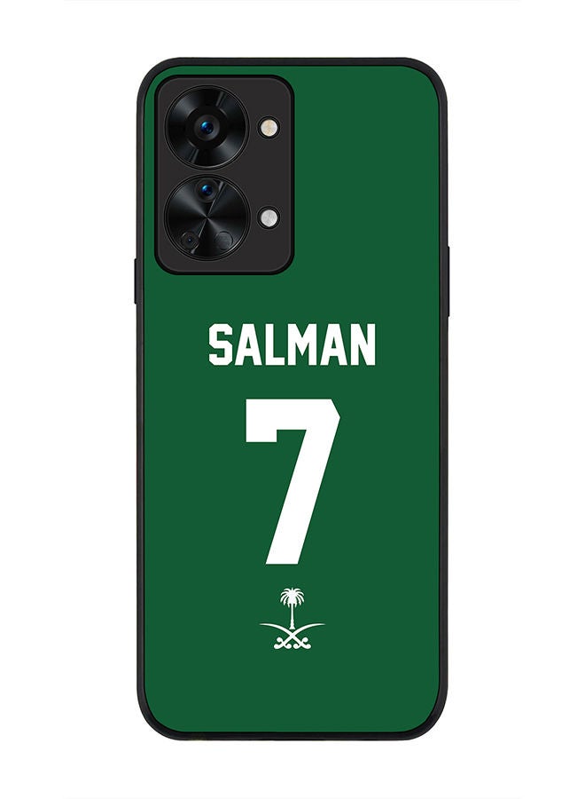 Stylizedd Rugged Black edge case for OnePlus Nord 2T Slim fit Soft Case Flexible Rubber Edges Anti Drop TPU Gel Thin Cover - Football Team - Saudi Arabia Player Name - Salman - Image 1