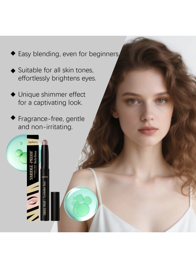 zephoco Mocha Brown Shimmer Eyeshadow Pencil, Matte Creamy Smooth Glitter Easy-to-use Portable Eyeshadow Stick - Image 4