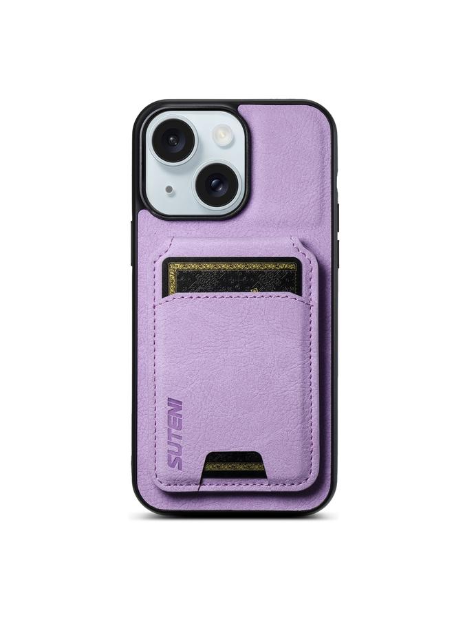 Suteni Case For iPhone 15 Plus H02 Litchi Leather Card Wallet Stand Back Phone Case - Image 1