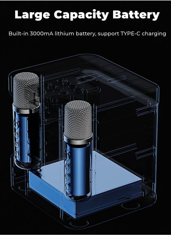 YS - Portable Bluetooth Speaker, Karaoke Machine for Adults/Kids with 2 Wireless Microphones, Portable Bluetooth Karaoke Speaker PA System, Singing Machine with Echo and Vocal Cut, for Birthday - Image 1