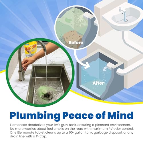 Walex Elemonate Grey Water Tank Deodorizer & Freshener - Freshens Sink & Drain Lines, Rapid Dissolving Drop-In Tablets, Ideal for RV's, Boats & Homes, Easy to Use - Fresh Lemon Scent, 5 Pack - Image 3