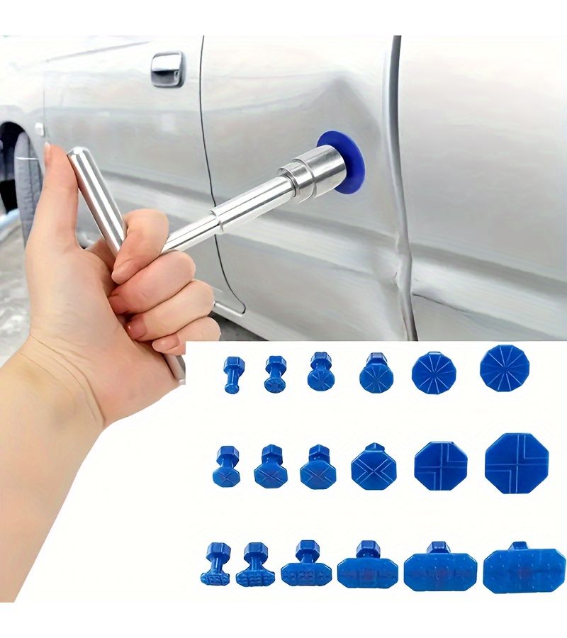 19 Pieces Car Dent Repair Puller Kit 18 Blue Tabs T Handle Universal Tool - Image 1