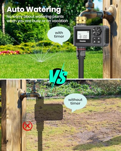 Insoma Sprinkler Timer with Brass Swivel Programmable Water Timer for Outdoor Garden Hose Hose Timers with Rain DelayManualAuto Mode Drip Irrigation and Lawn Watering System 1 Outlet - Image 3