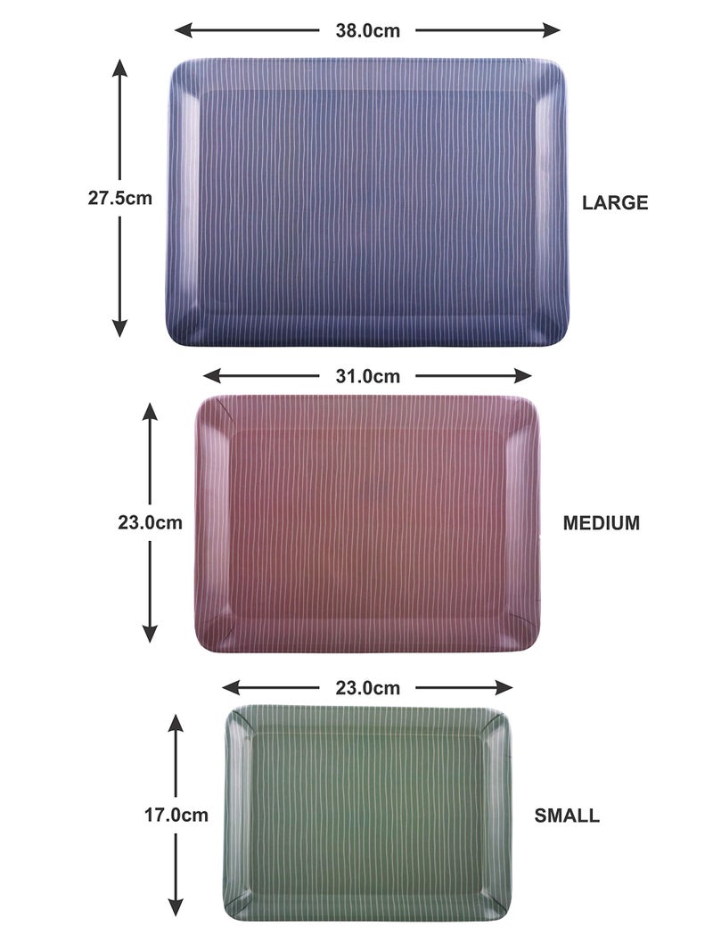 Goodhomes Melamine Serving Tray Set ( Set of 3 Trays) Mt114, Rectangular (Multicolor) - Image 3