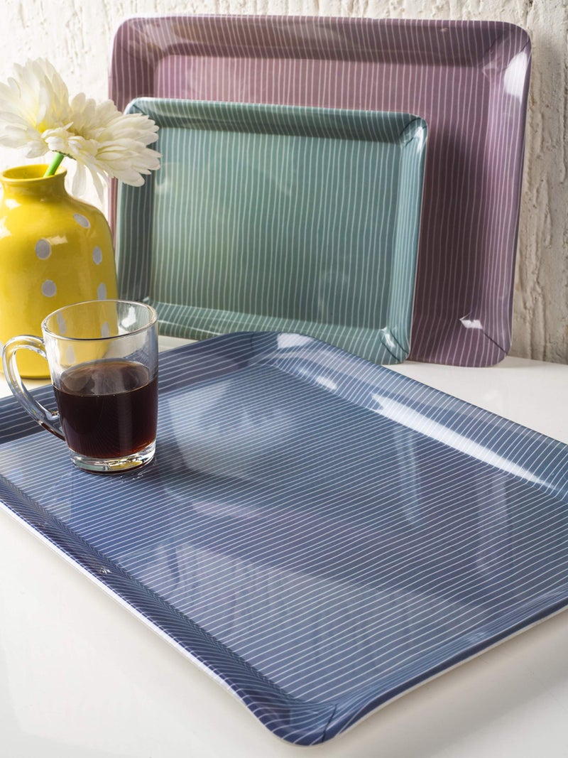 Goodhomes Melamine Serving Tray Set ( Set of 3 Trays) Mt114, Rectangular (Multicolor) - Image 1