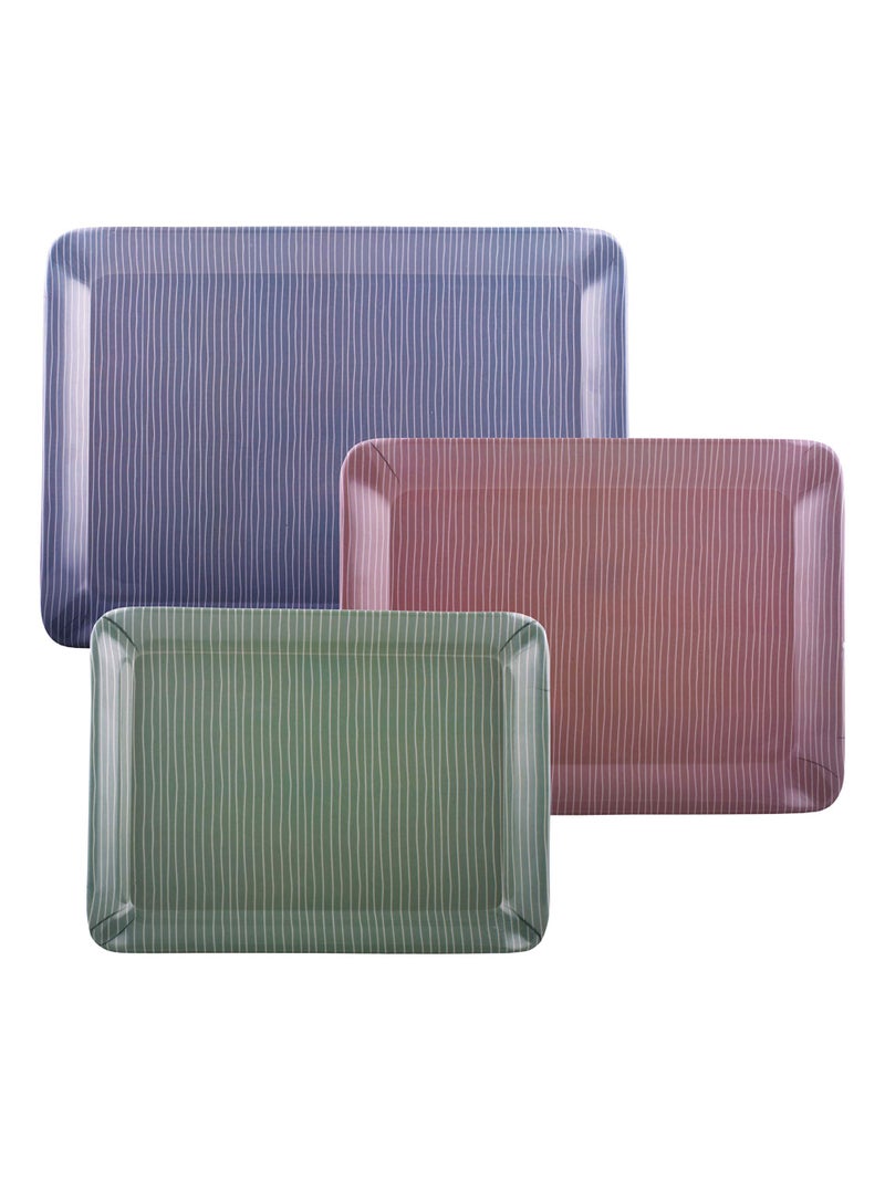 Goodhomes Melamine Serving Tray Set ( Set of 3 Trays) Mt114, Rectangular (Multicolor) - Image 2