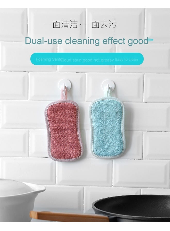 NIBEMINENT 4 Pack Kitchen Scrub Sponge Dual Action Washing Up Cleaner Heavy Duty Scouring Pads Household Cleaning Wash Cloth (4) - Image 3