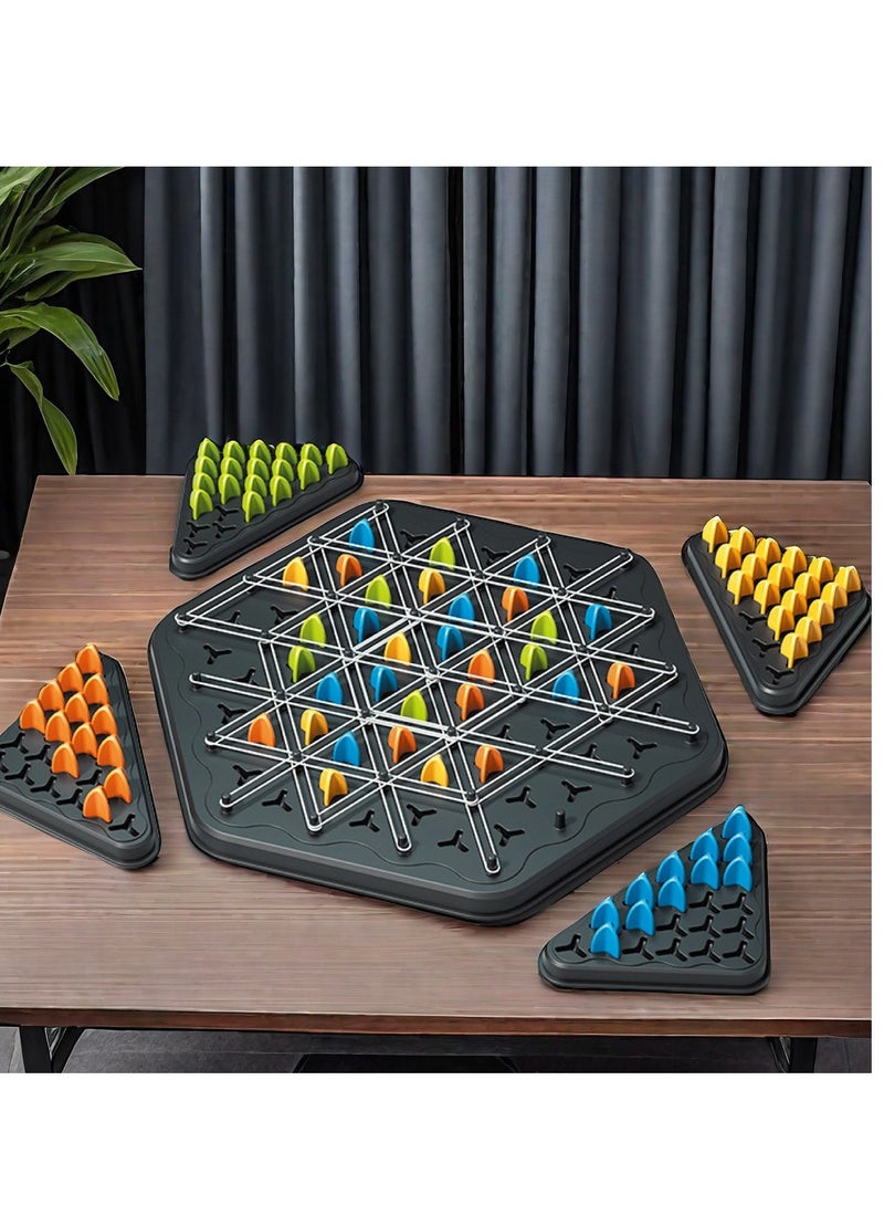 ميكسد ألعاب شطرنج المثلثات المتسلسلة - لعبة Triggle لعبة Triggle المطاطية، ألعاب تفاعلية لتحفيز العقل، ألعاب تعليمية، لعبة لوحة شطرنج مثلثة، هدية من 2 إلى 4 لاعبين للأطفال والكبار - Image 2