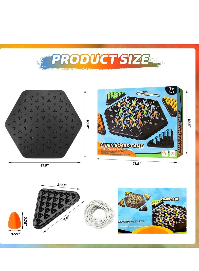 ميكسد ألعاب شطرنج المثلثات المتسلسلة - لعبة Triggle لعبة Triggle المطاطية، ألعاب تفاعلية لتحفيز العقل، ألعاب تعليمية، لعبة لوحة شطرنج مثلثة، هدية من 2 إلى 4 لاعبين للأطفال والكبار - Image 5