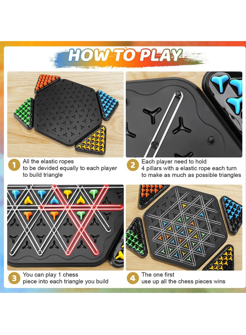 ميكسد ألعاب شطرنج المثلثات المتسلسلة - لعبة Triggle لعبة Triggle المطاطية، ألعاب تفاعلية لتحفيز العقل، ألعاب تعليمية، لعبة لوحة شطرنج مثلثة، هدية من 2 إلى 4 لاعبين للأطفال والكبار - Image 4