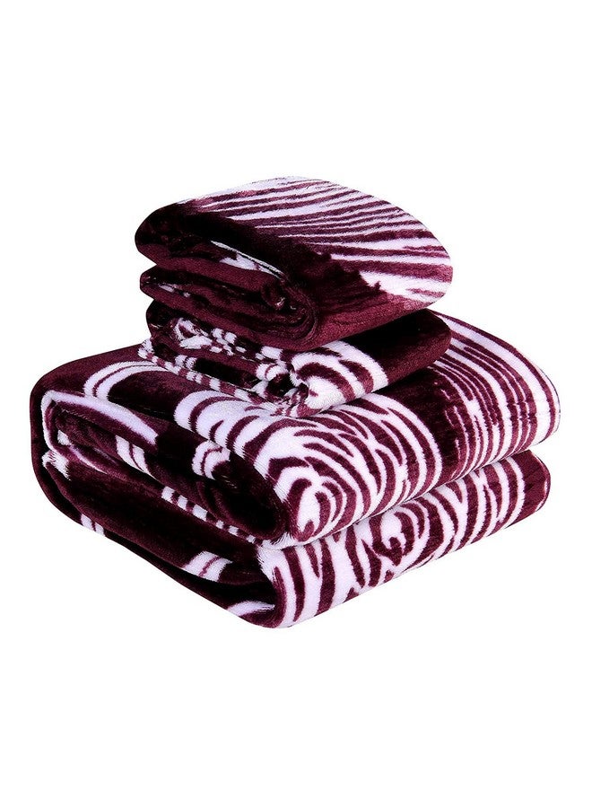 RD TREND 190 Gsm Flannel Warm Abstract Bedsheets For Winter,Double Flat Size 90 X 100 Inches,2 Pillow Covers 18 X 28 Inches(Wine Silver,Double Flat), 300 TC - Image 3