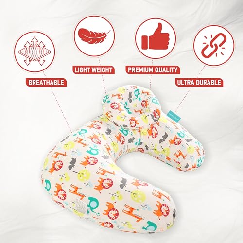 Motherly Maternity Feeding Pillow for Newborn Baby with Detachable Cotton Cover & Convinient Side Pocket, Nursing Pillow with Extra Baby Head Pillow, Infant Support for Baby & Mom Cradle (Zoo) - Image 5