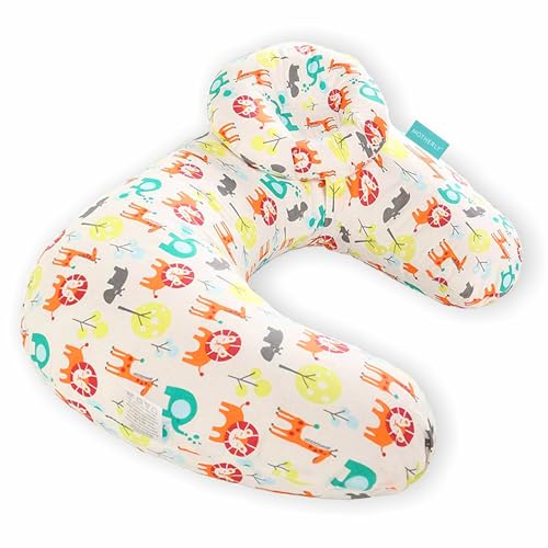 Motherly Maternity Feeding Pillow for Newborn Baby with Detachable Cotton Cover & Convinient Side Pocket, Nursing Pillow with Extra Baby Head Pillow, Infant Support for Baby & Mom Cradle (Zoo) - Image 1