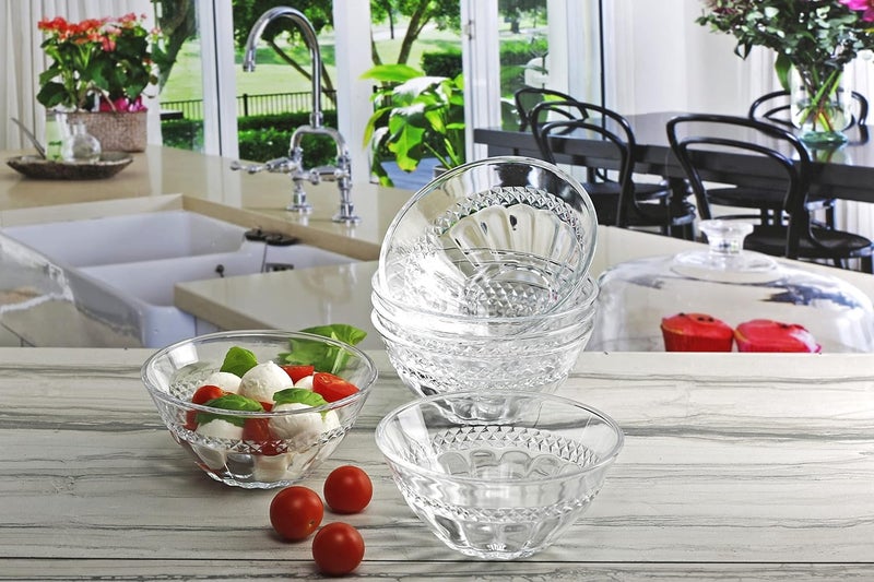 Circleware Living Spaces Serveware Bowls Set of 6 Glassware for Fruits Salad Punch Beverage Ice Cream Dessert Food and Best Dcor Gifts 8oz Clear
