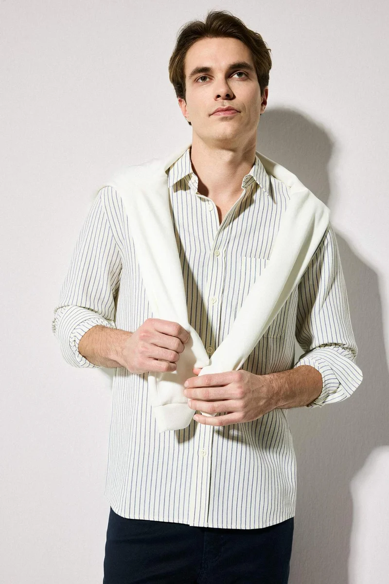 DeFacto Regular Fit Cotton Striped Polo Shirt