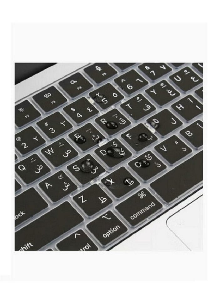 NTECH غطاء لوحة المفاتيح العربية لجهاز 2022 MacBook Air 13.6 بوصة M2 Chip &amp; 2023-2021 MacBook Pro 14.2 بوصة 16.2 بوصة M2 M1 Pro/Max A2779/A2442/A2780/A2485 واقي سيليكون رفيع للغاية أسود - Image 3
