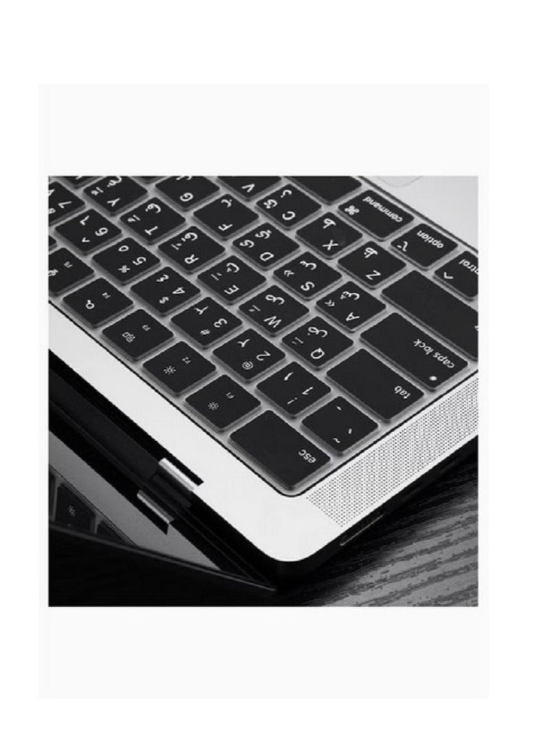 NTECH غطاء لوحة المفاتيح العربية لجهاز 2022 MacBook Air 13.6 بوصة M2 Chip &amp; 2023-2021 MacBook Pro 14.2 بوصة 16.2 بوصة M2 M1 Pro/Max A2779/A2442/A2780/A2485 واقي سيليكون رفيع للغاية أسود - Image 2