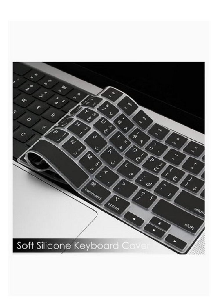 NTECH غطاء لوحة المفاتيح العربية لجهاز 2022 MacBook Air 13.6 بوصة M2 Chip &amp; 2023-2021 MacBook Pro 14.2 بوصة 16.2 بوصة M2 M1 Pro/Max A2779/A2442/A2780/A2485 واقي سيليكون رفيع للغاية أسود - Image 5
