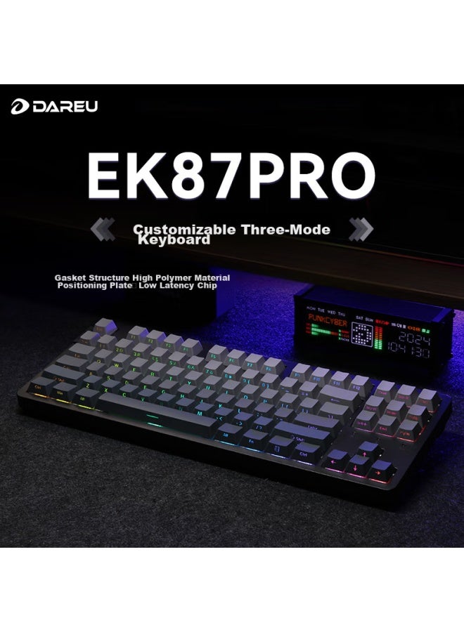 Daryo Dareu Ek87pro Mechanical Keyboard, Wired/wireless/bluetooth Triple-mode Gaming Keyboard, 87-key Layout, Full Hot-swappable, Gasket Structure, White And Cyan Master Switch - Image 5