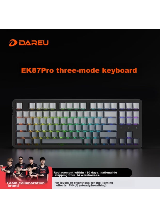 Daryo Dareu Ek87pro Mechanical Keyboard, Wired/wireless/bluetooth Triple-mode Gaming Keyboard, 87-key Layout, Full Hot-swappable, Gasket Structure, White And Cyan Master Switch - Image 1