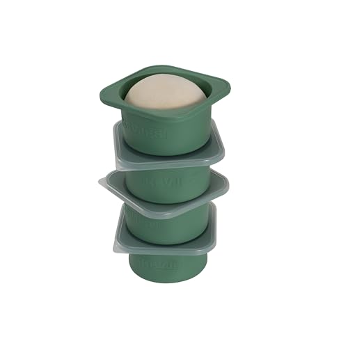 KEVJES PLUS 1000ml Pizza Dough Proofing Containers for DIY family Artisan Pizza, Food Grade Silicone Stackable Boxes with Lids, Freezer, Fridge, Dishwasher Safe,4sets (Green) - Image 1