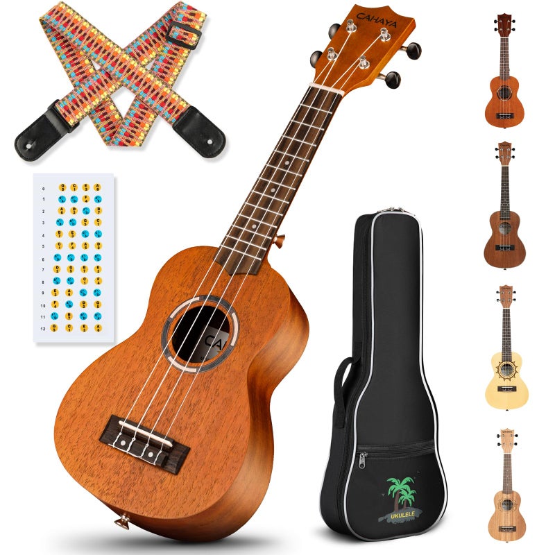 CAHAYA Concert Ukulele 23 Inch Ukulele Kit Beginner Starter with Carrying Bag, Shoulder Strap, Fretboard Stickers, for Both Adults and Kids in Mahogany CY0336 - Image 1