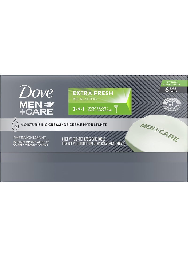 دوف مين + كير منعش 3 في 1 للجسم والوجه والحلاقة، صابونة لتنظيف الجسم والوجه منعشة للغاية، أكثر ترطيبًا من الصابون العادي، 106 جم، 6 قطع - Image 2