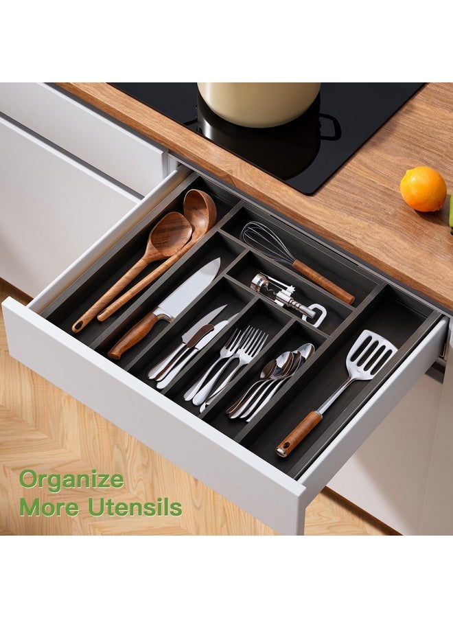 Pipishell Bamboo Expandable Drawer Organizer for Utensils Holder, Adjustable Cutlery Tray, Wood Drawer Dividers Organizer for Silverware, Flatware, Knives in Kitchen, Bedroom, Living Room (Black) - Image 5