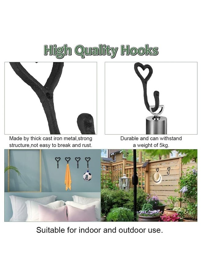 Generic 5 Pcs Funky Coat Hooks Black Love Heart Wall Mounted Clothes Hanger Rustic Vintage Cast Iron Metal Coat Hooks with 5 Pcs Screws for Hanging Coat Scarf Bag Towel Key Hat Robe  - Image 5