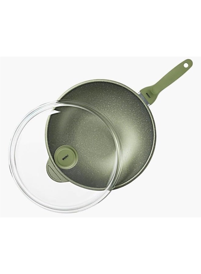 BS Risoli DR.GREEN Wok 30cm – Eco-Friendly Green Stone Non-Stick Wok for Healthy Cooking  - Image 5