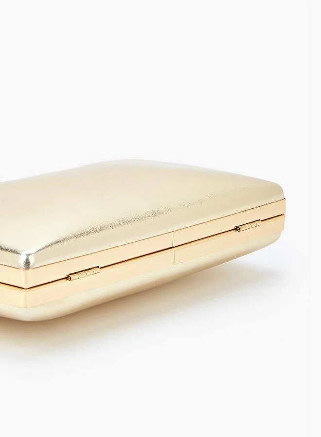 Flora Bella By Shoexpress Solid Clutch with Detachable Chain Strap and Clasp Closure