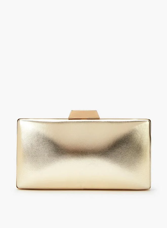 Flora Bella By Shoexpress Solid Clutch with Detachable Chain Strap and Clasp Closure