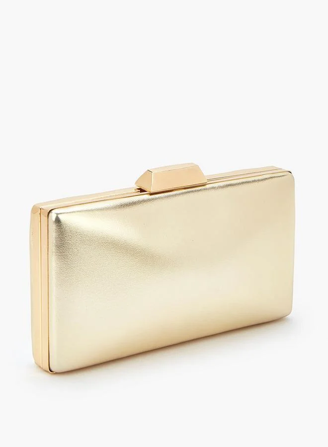 Flora Bella By Shoexpress Solid Clutch with Detachable Chain Strap and Clasp Closure