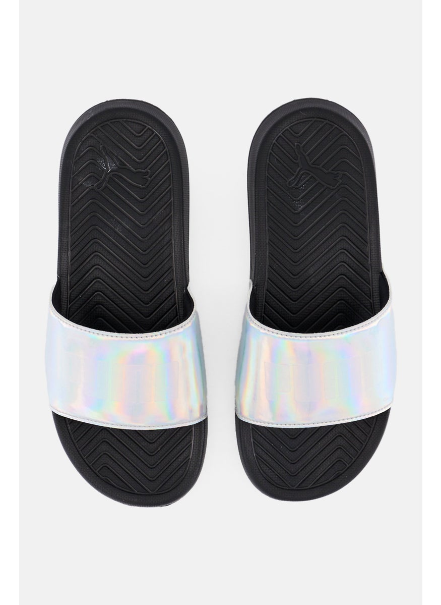 PUMA Kids Boy Popcat Chrome Slip On Slides, Silver  - Image 2