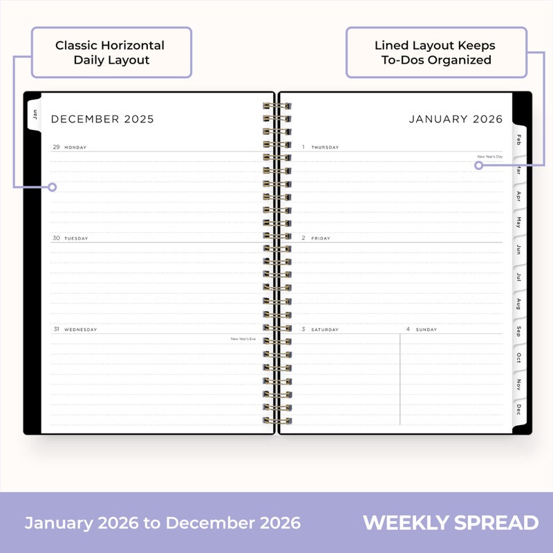 Blue Sky Ashley G 2026 Weekly and Monthly Planner Calendar, January 2026 - December 2026, 5.875" x 8.625", Flexible Cover, Durable Twin Wire Binding, Pocket & Extra Notes Pages, Sweetheart Black - Image 3