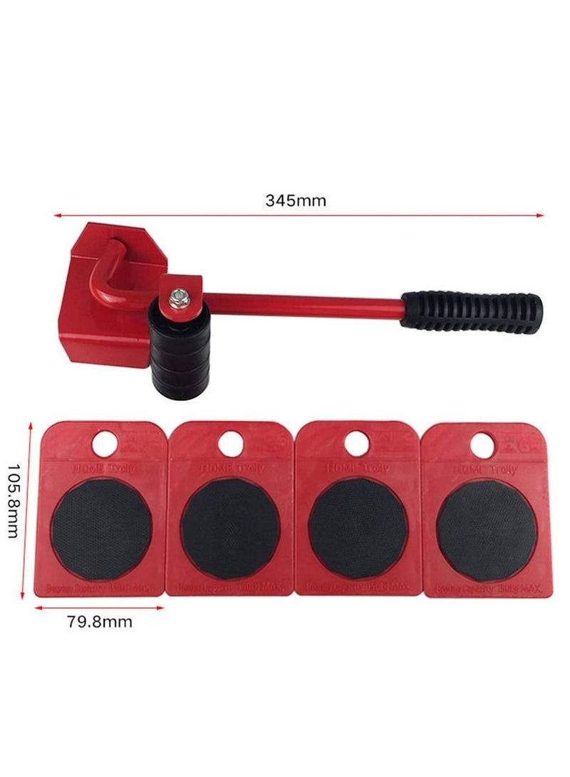 Furniture Lifting and Moving Tool 5 Pcs Set Furniture Lifter Heavy Appliance Lifting Movers Furniture Move Tools Set with 1 Lifting Rod and 4 Packs 360 Degree rotatable Furniture Slides Kit - Image 4