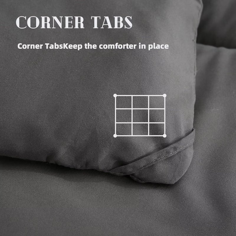 DOWNCOOL Down Alternative Quilted Comforter-Lightweight Duvet Insert or Stand-Alone Comforter with Corner Duvet Tabs,Cal-King 104x96 Inches,Dark Grey - Image 3