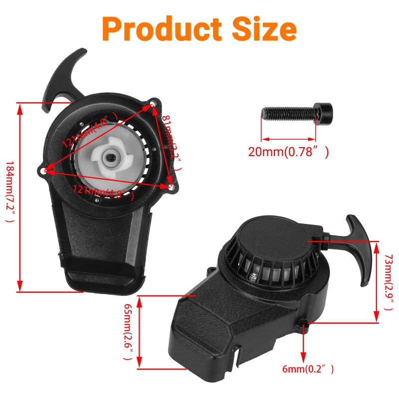 FVRITO Pull Start Assembly Recoil Starter for SYX Moto 50cc Dirt Bike SSR X-pro Coolster Apollo 47cc 49cc 2 Stroke Engine Mini Kids Pit Pocket Chinese ATV Quad 4 Wheeler Go Kart Parts with Pull Cord - Image 3