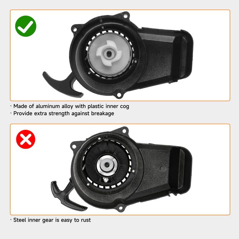 FVRITO Pull Start Assembly Recoil Starter for SYX Moto 50cc Dirt Bike SSR X-pro Coolster Apollo 47cc 49cc 2 Stroke Engine Mini Kids Pit Pocket Chinese ATV Quad 4 Wheeler Go Kart Parts with Pull Cord - Image 4