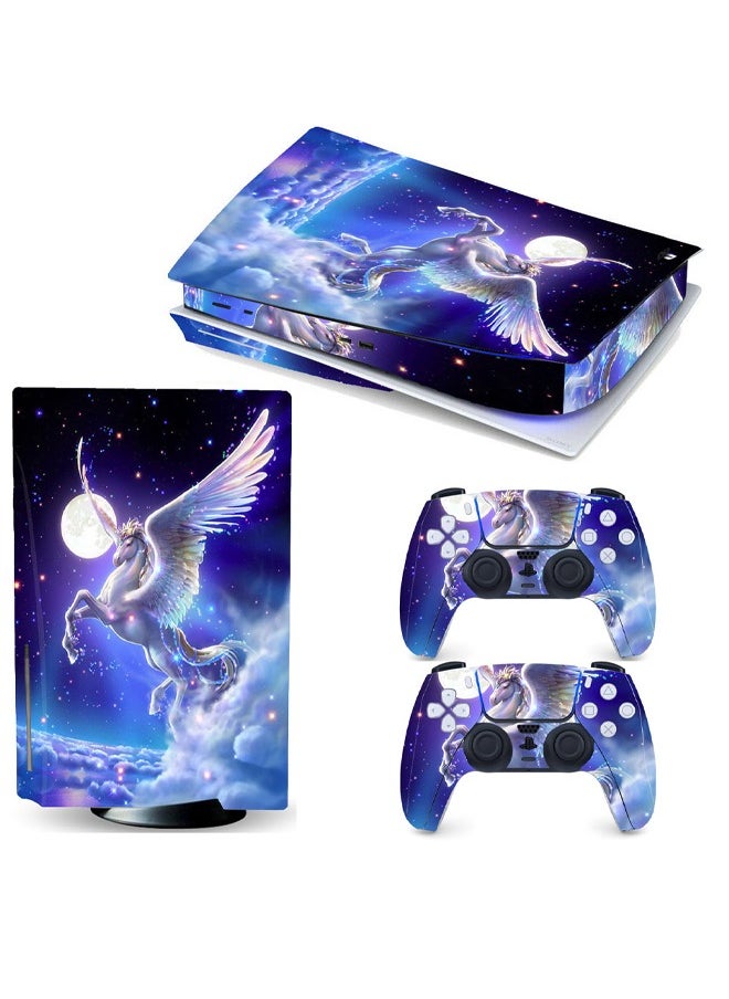 Colorskin Sony PS5 Disc Edition Console and Controller Accessories Cover Skins Controller Skin Gift Skins for PS5 Vinyl Decal Cover for Playstation 5 Controller Console Full Set PS5 Unicorn Multicolour  - Image 1