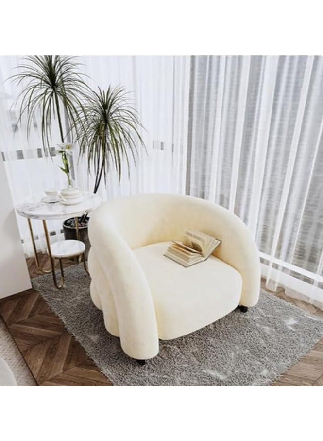 Poppins Home Modern Lazy Single Sofa Chair For Adults and Kids (Beige)  - Image 1