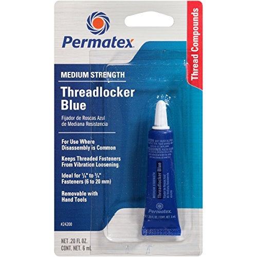 Permatex 24200-12PK Threadlocker Blue Medium Strength,Thread Lock & Screw Glue for Bolts Nuts & Fasteners to Prevent Loosening & Corrosion, Removable w/ Hand Tools 6 ml Pack of 12 - Image 1