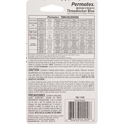 Permatex 24200-12PK Threadlocker Blue Medium Strength,Thread Lock & Screw Glue for Bolts Nuts & Fasteners to Prevent Loosening & Corrosion, Removable w/ Hand Tools 6 ml Pack of 12 - Image 2