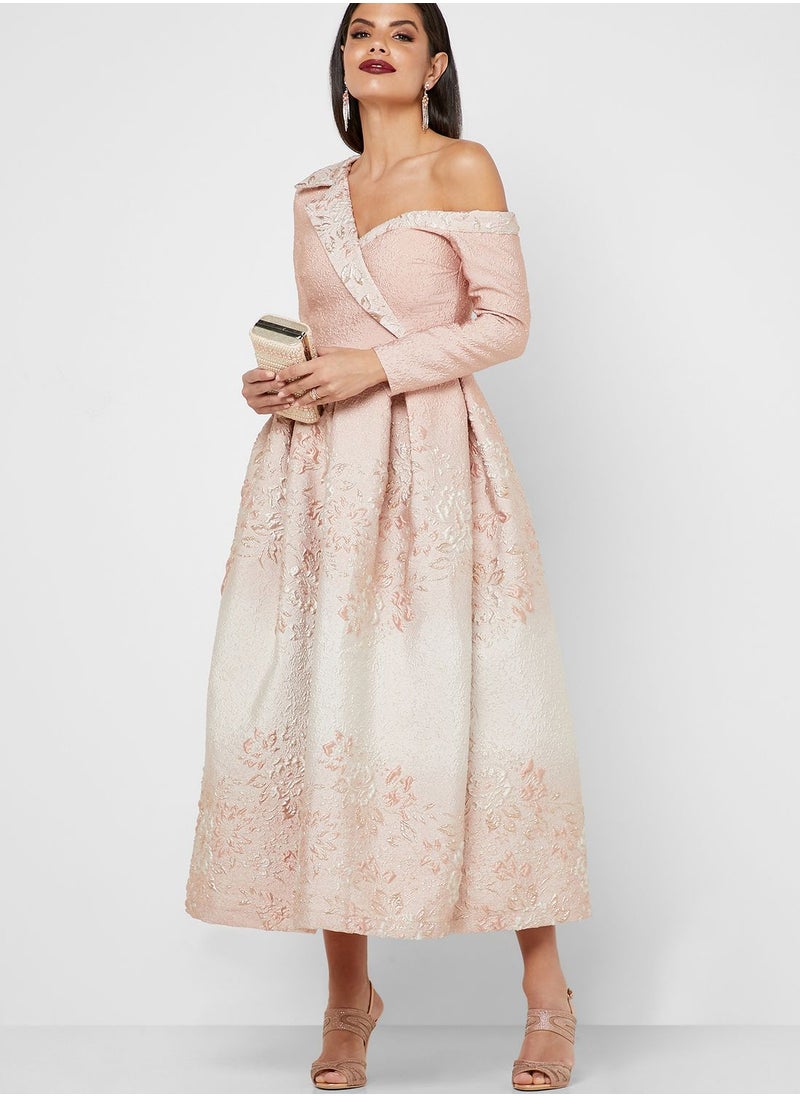Threadz by Ajooni - Embellished Plunge Neck Dress - Image 1