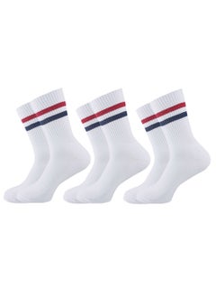SAM SOCKS Sam socks set of 3 half towel sport sock Women white (red-blue lines stripes)  - Image 1