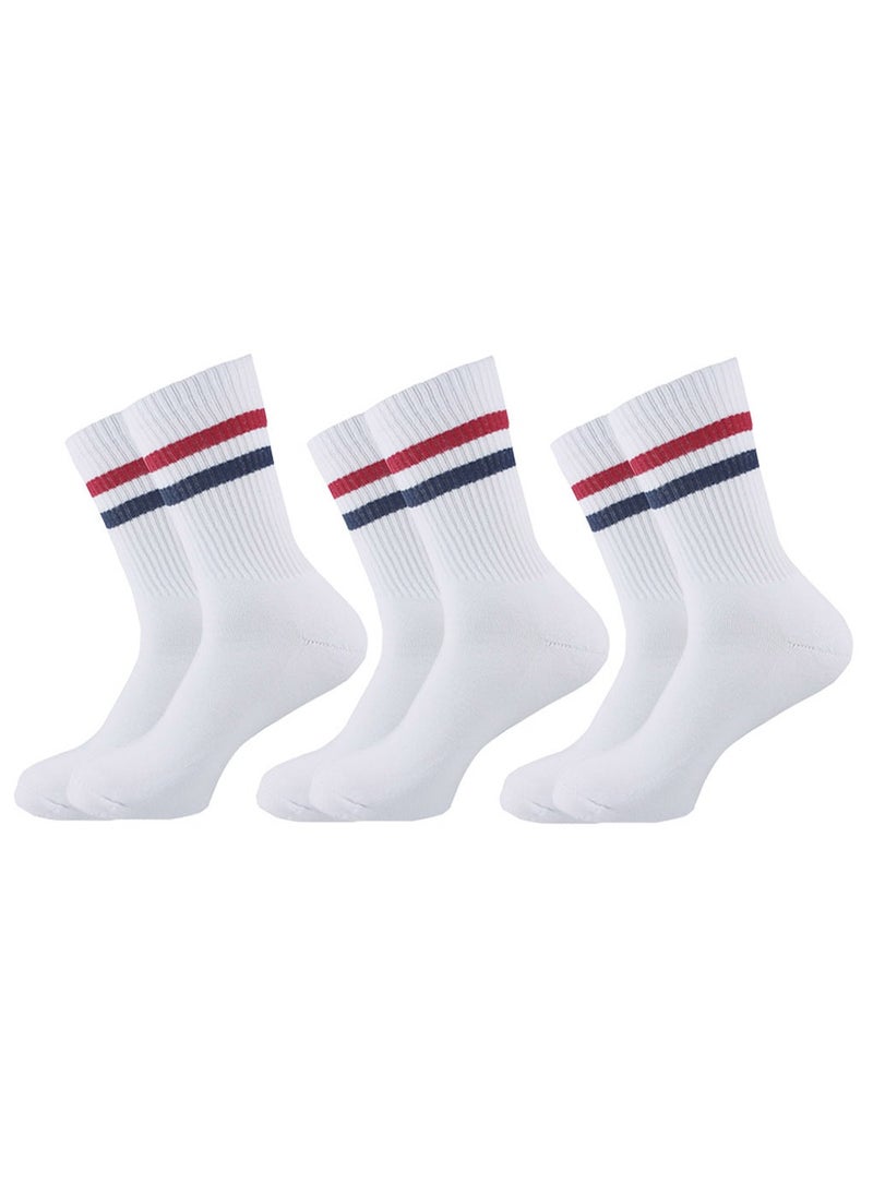 SAM SOCKS - Sam socks set of 3 half towel sport sock Women white (red-blue lines stripes) - Image 1