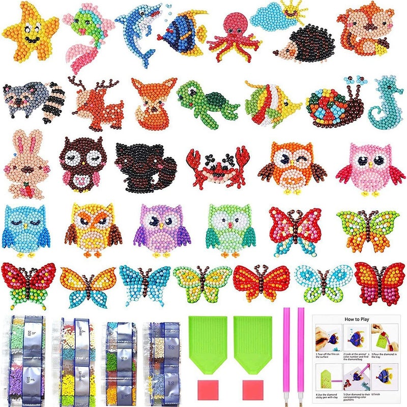 New 5D Diy Children'S Animal Diamond Painting Handmade Rhinestone Stickers Free Stickers Tools - Image 2