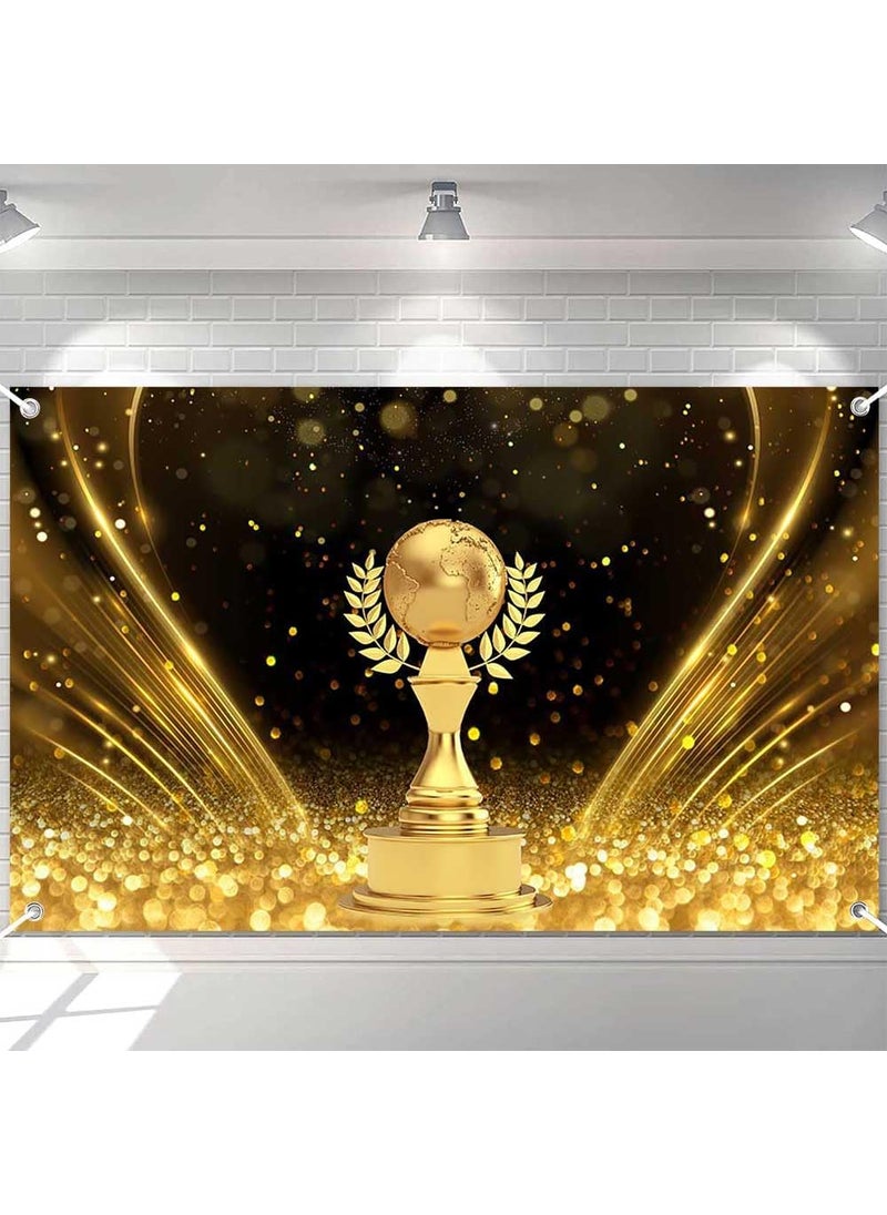 Ticuenicoa Ticuenicoa Golden Globe Awards Banner  708x433 Inches Golden Champion Trophy Photography Background with Shiny Gold Glitter Perfect for Awards Ceremonies and Photo Booth Props  - Image 1